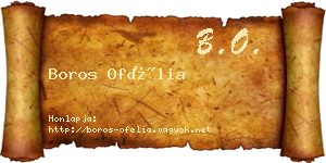 Boros Ofélia névjegykártya
